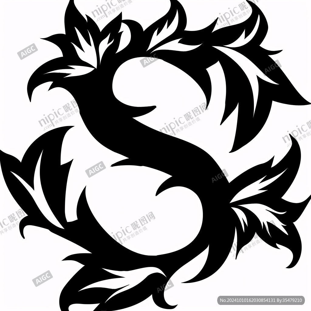 龍鳳黑白圖