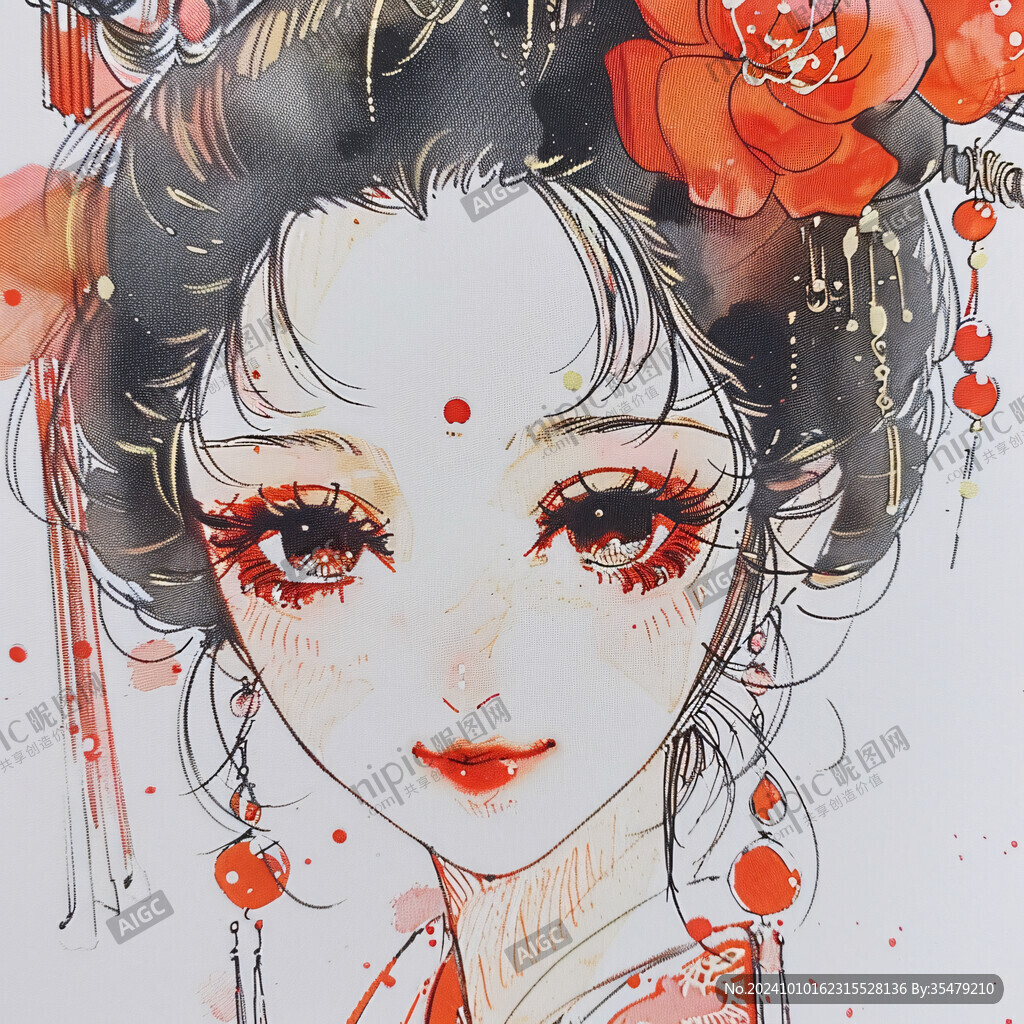 裝飾畫水彩花旦手繪