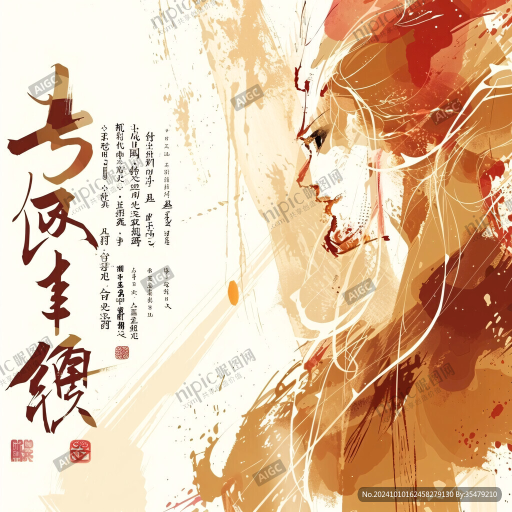 土族水墨水彩土族海報