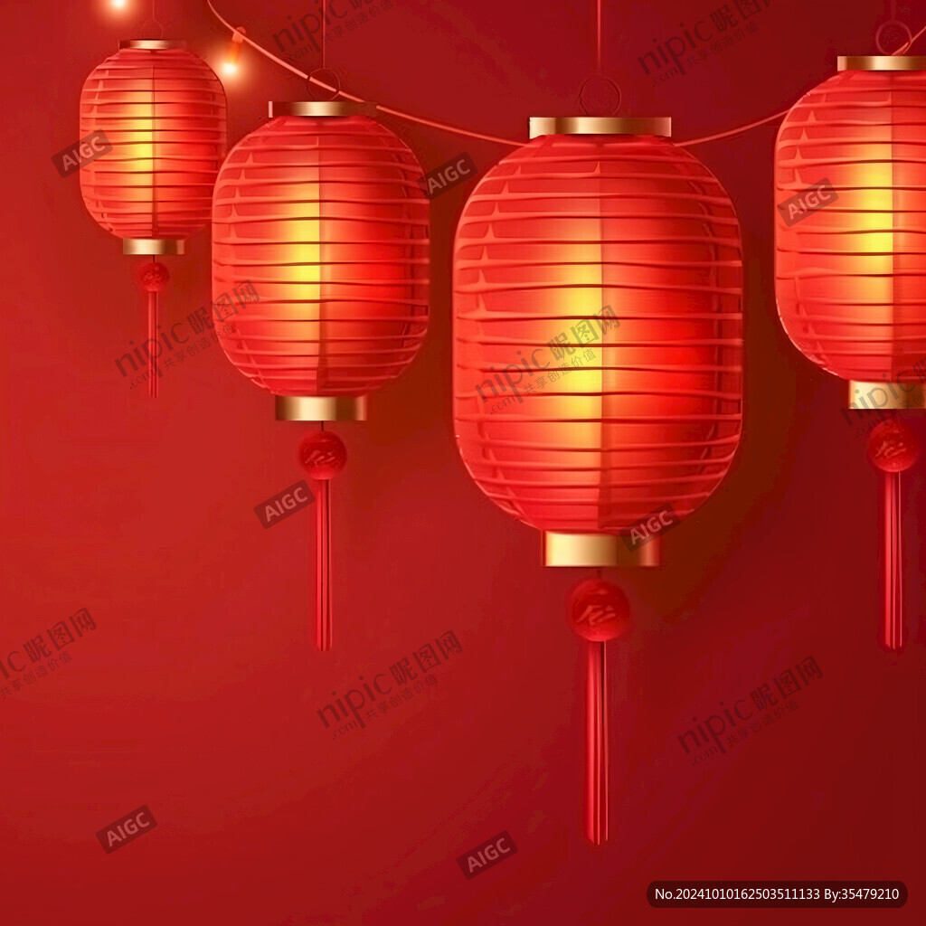中式紋理紅色燈籠喜慶