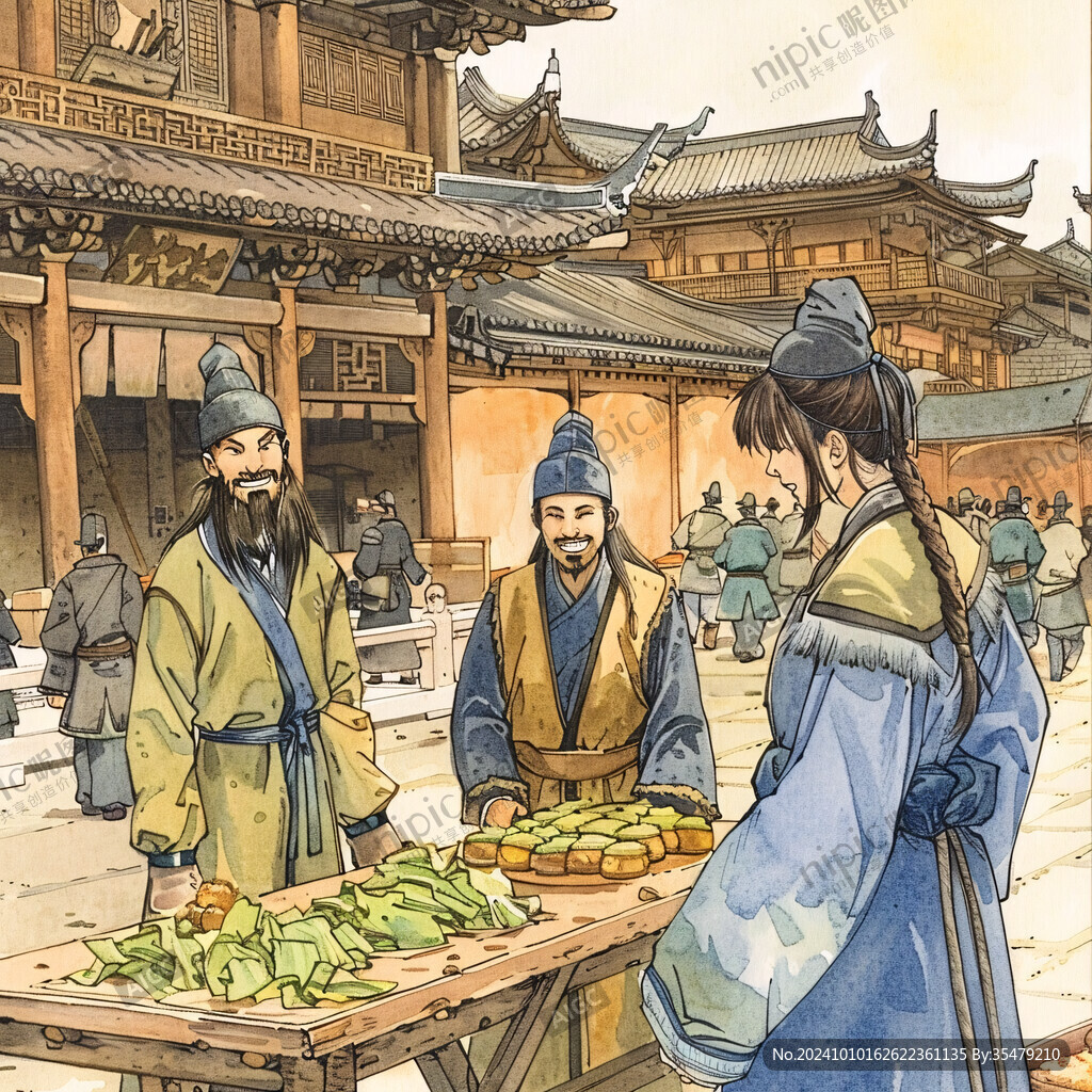 古代商人交易市井生活