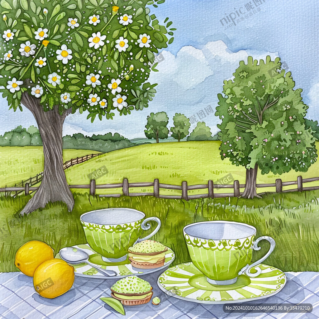 茶園風(fēng)景插畫