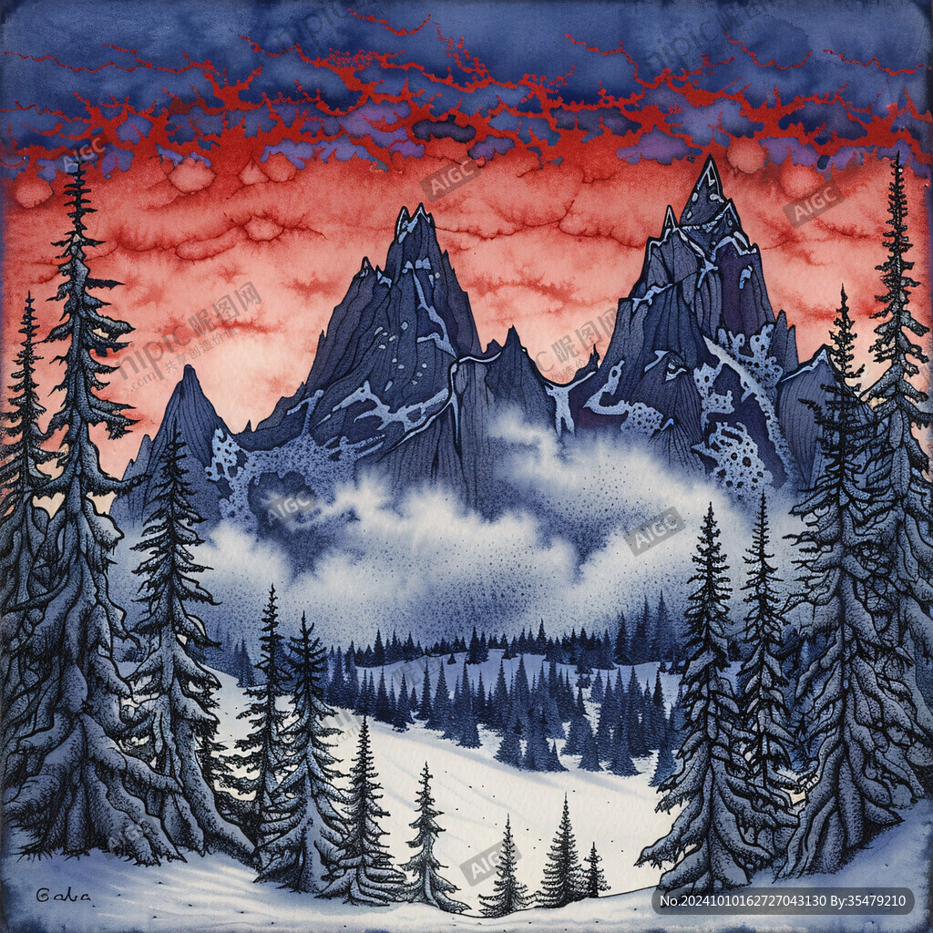 雪山風(fēng)景畫