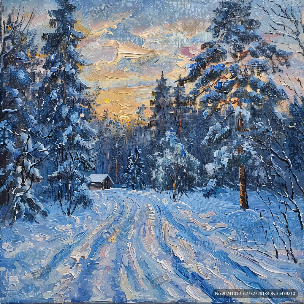雪景油畫