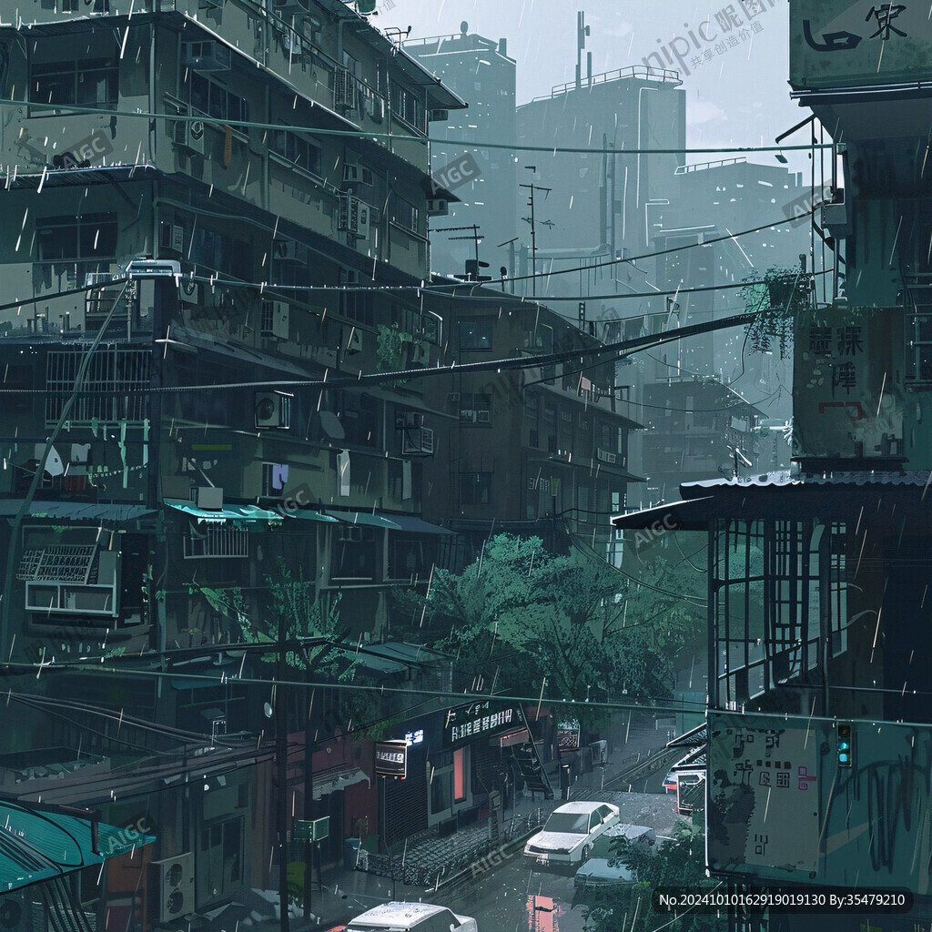 雨巷插畫