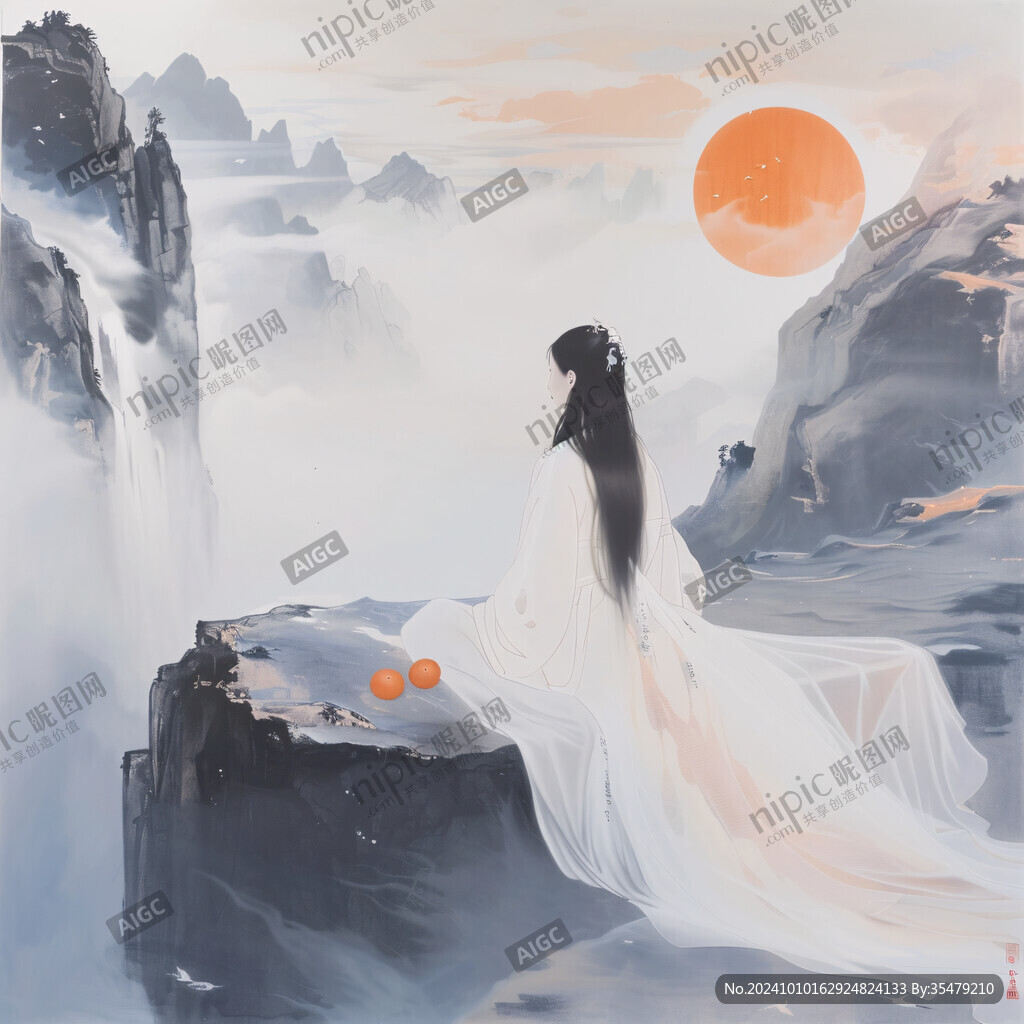 古風人像水墨山水