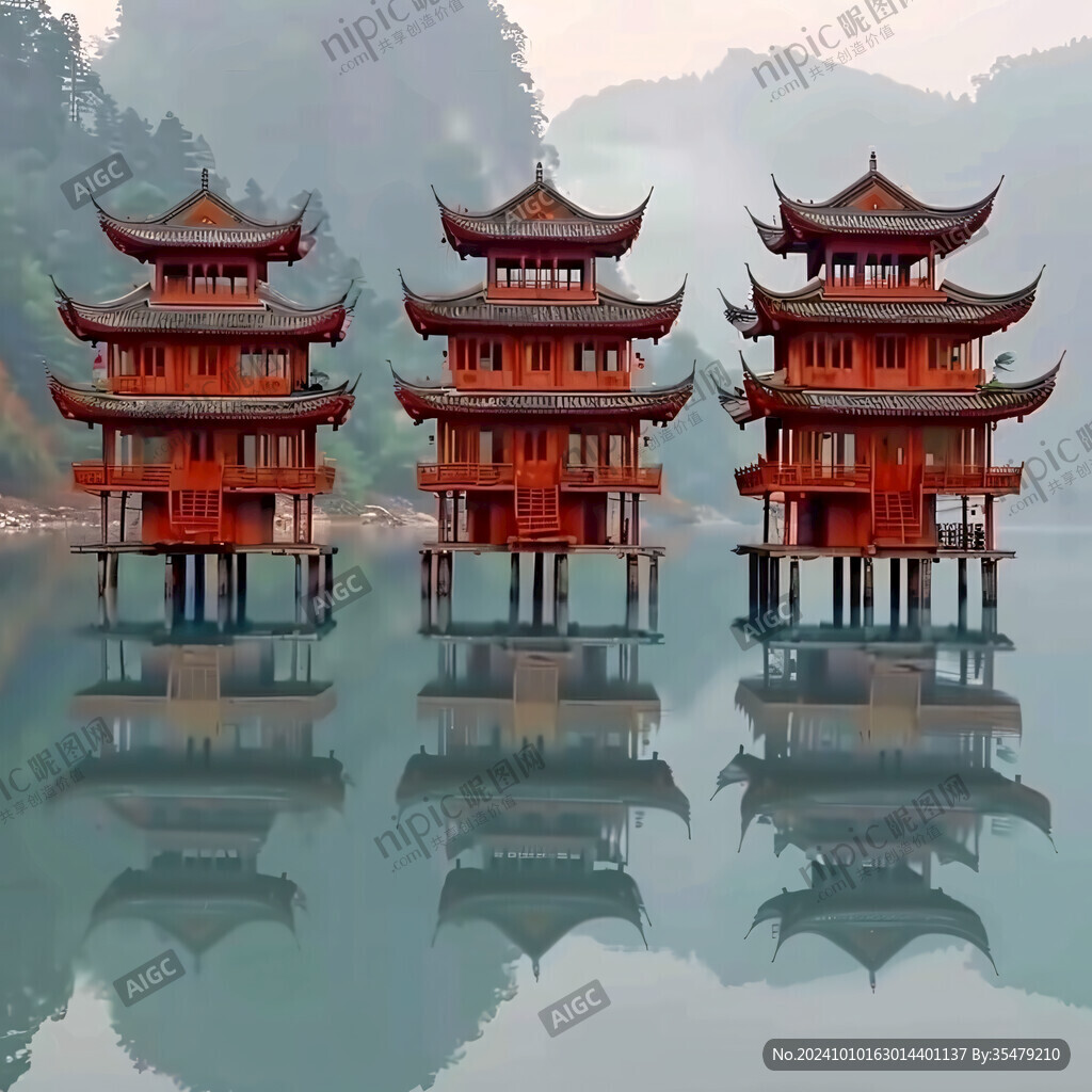水中樓閣古建筑