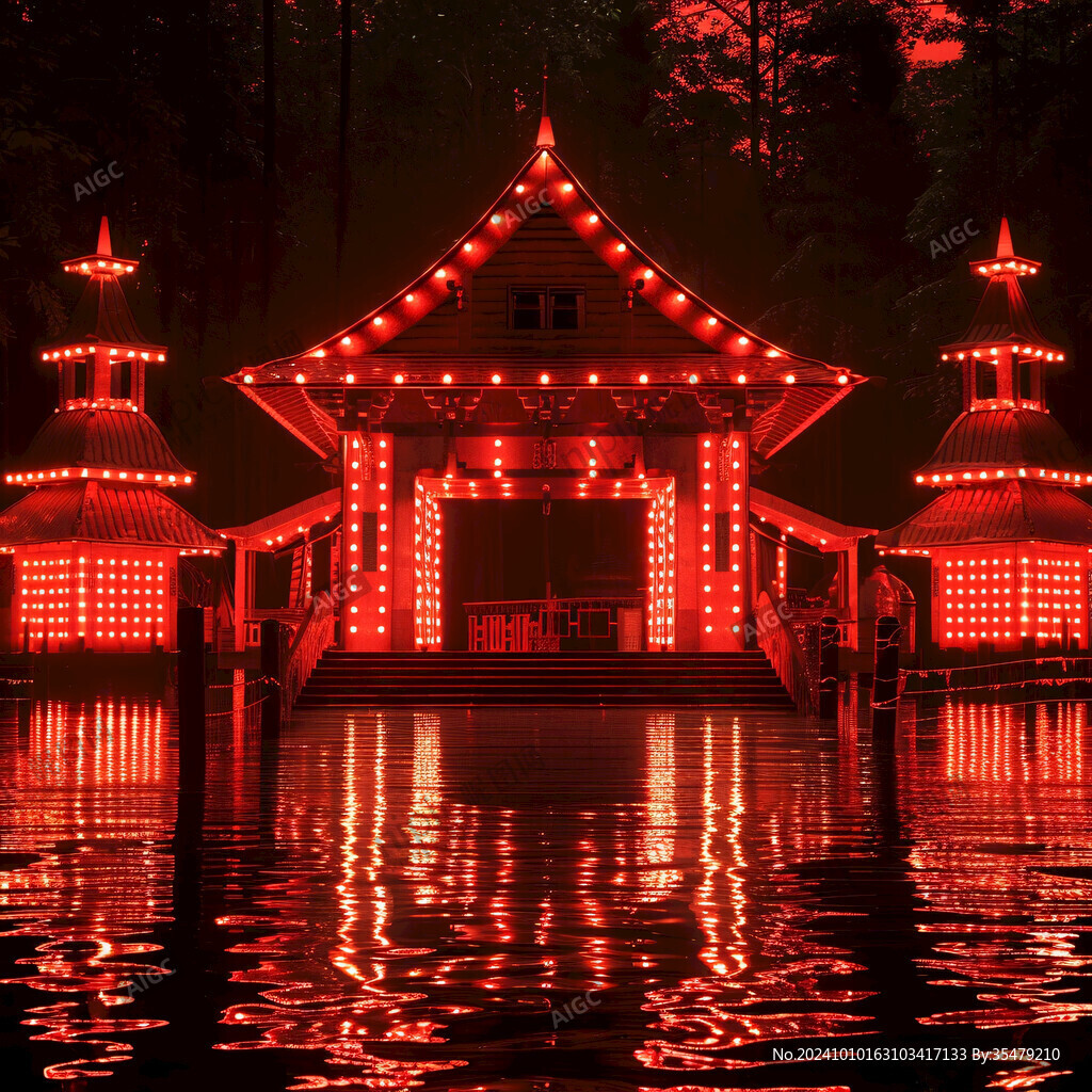亭子夜晚燈光