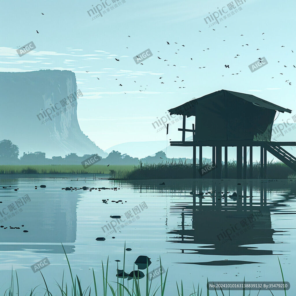 濕地公園插畫