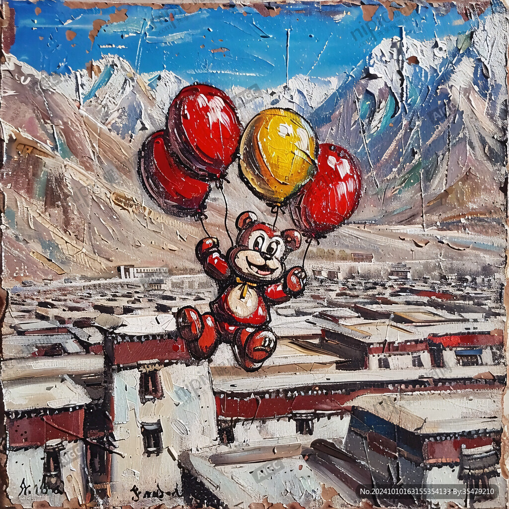 尼泊爾城市水彩