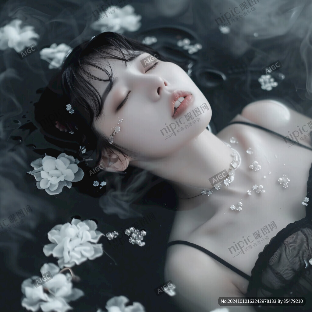 水黑古典美人圖片