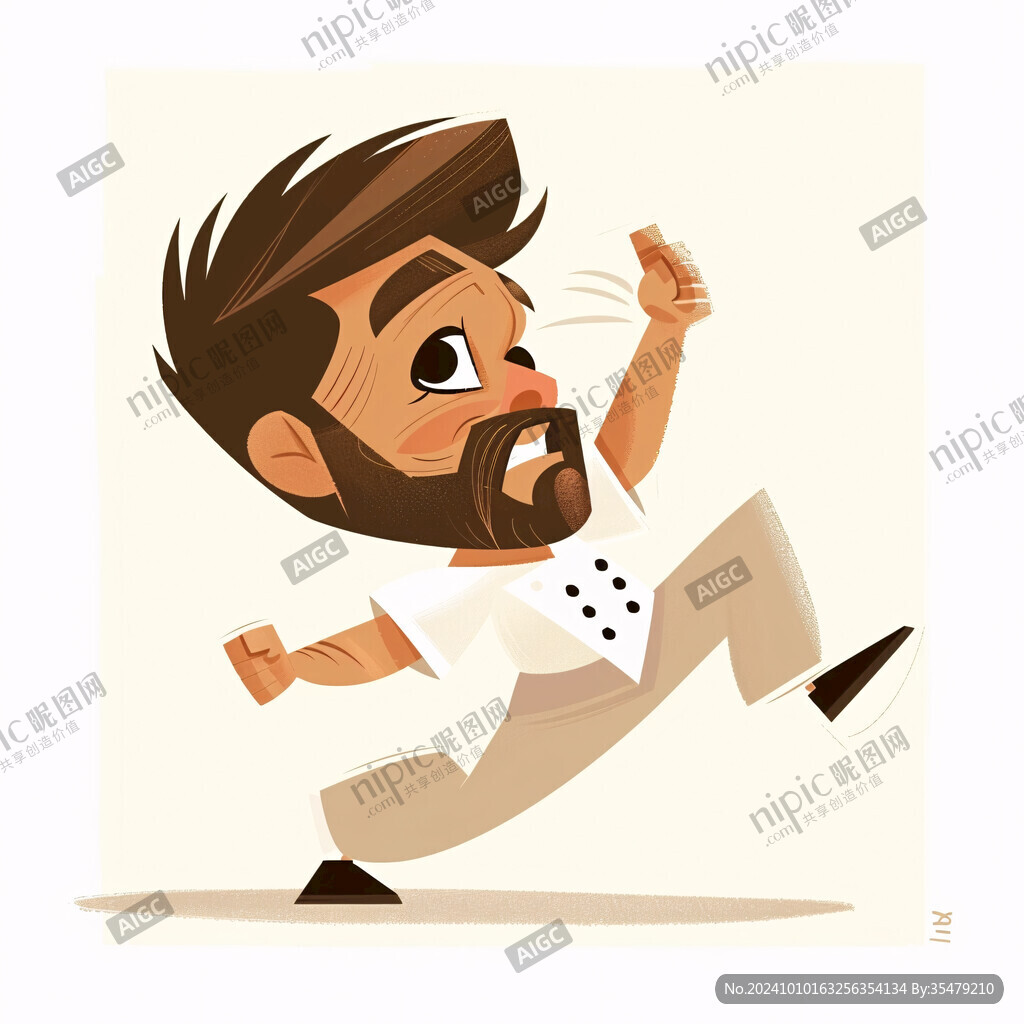 卡通人物插畫奔跑