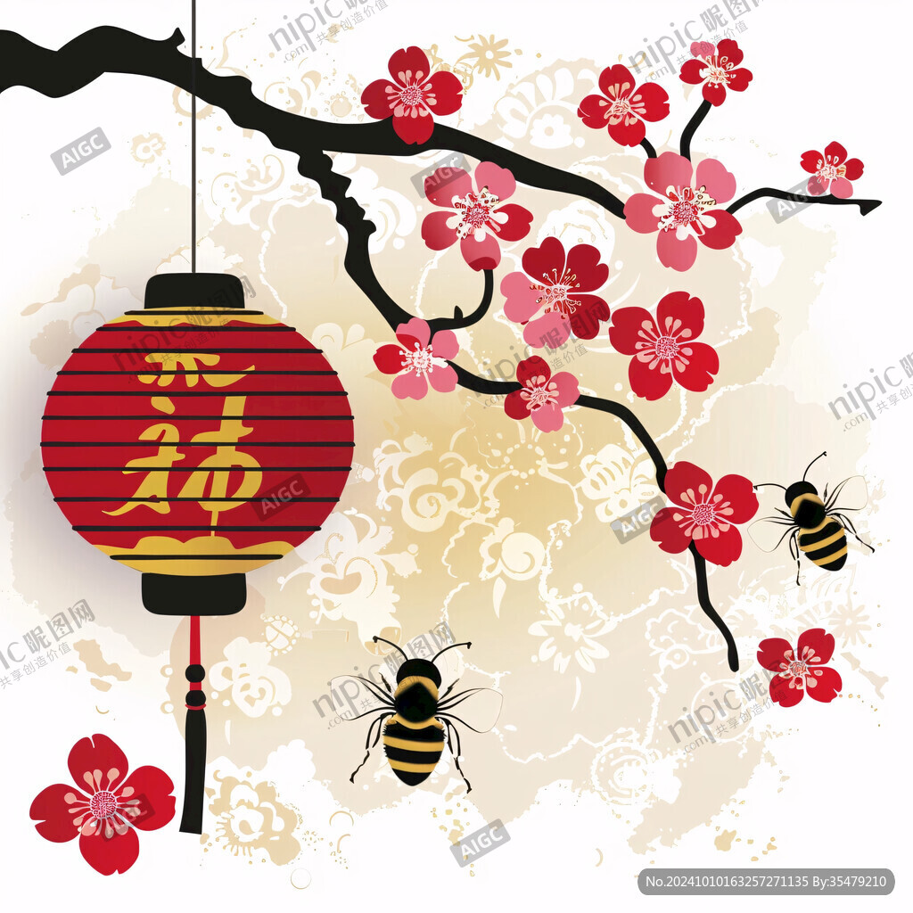 燈籠梅花背景圖