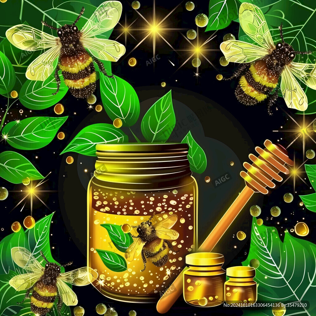 荊條蜜插畫