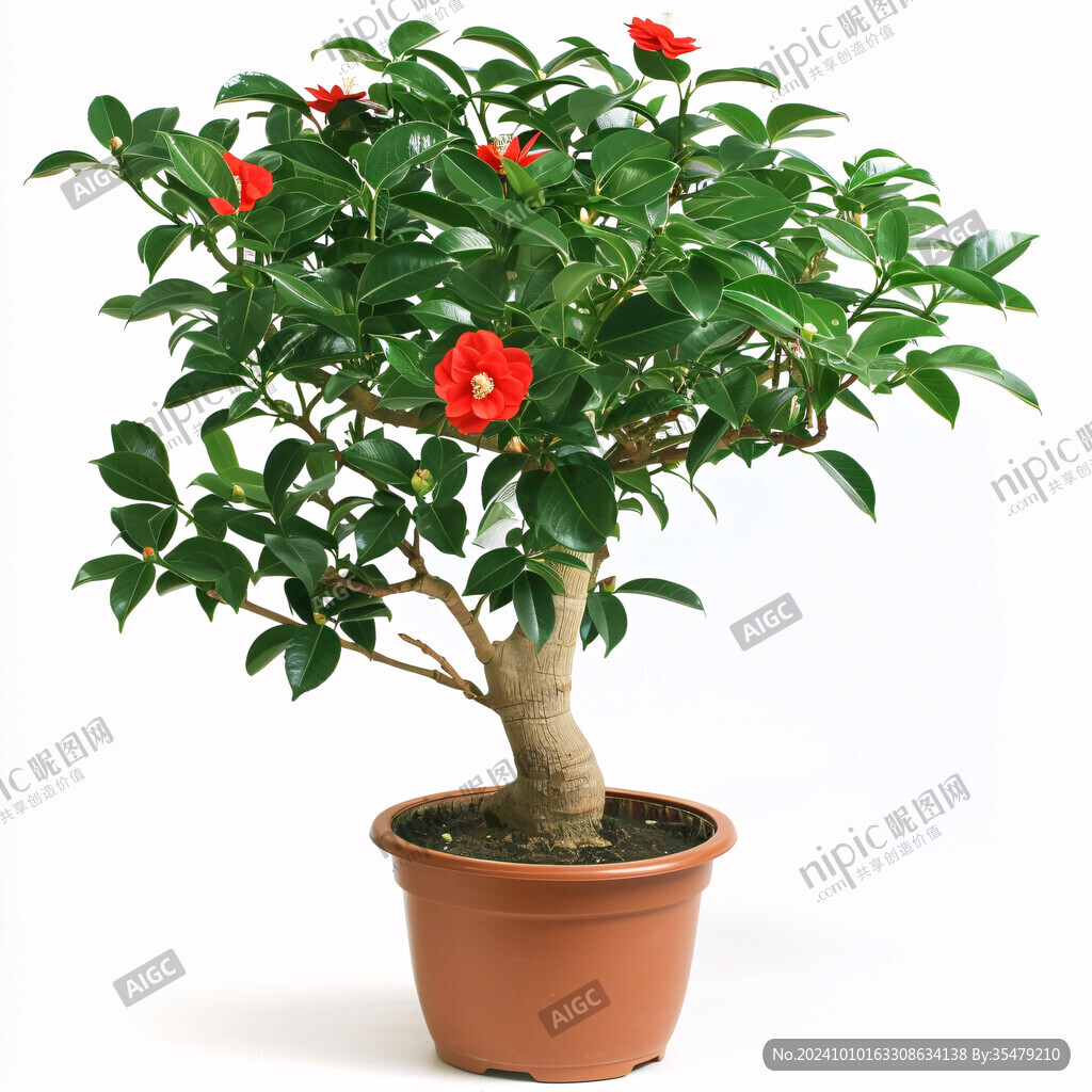 綠葉紅花歐式盆栽