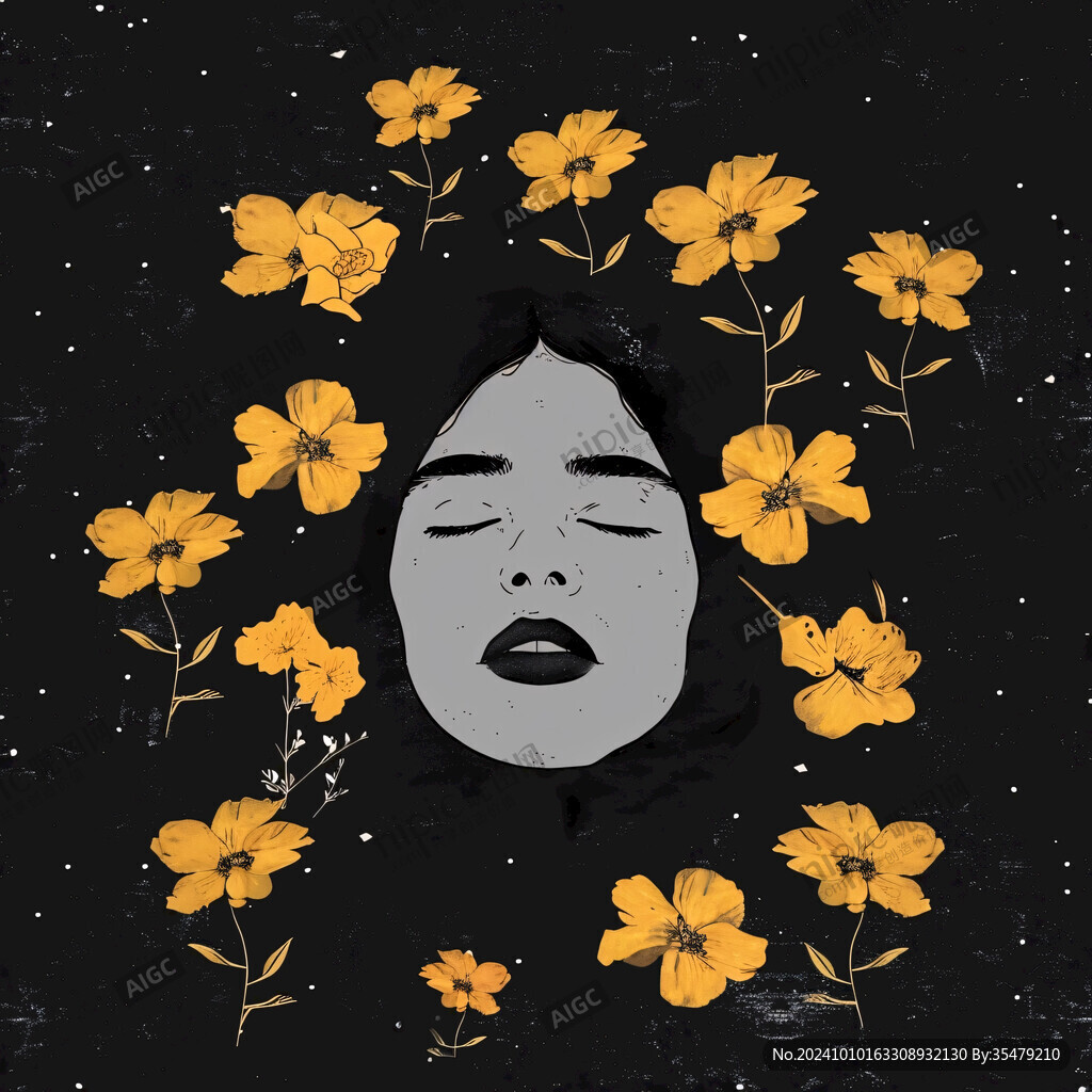 手繪女人花抽象裝飾畫