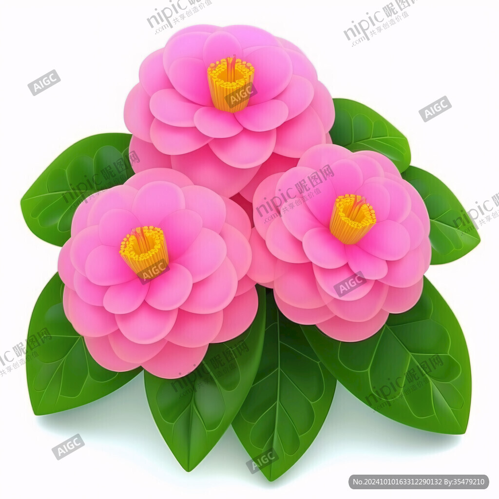 三朵艷麗的山茶花