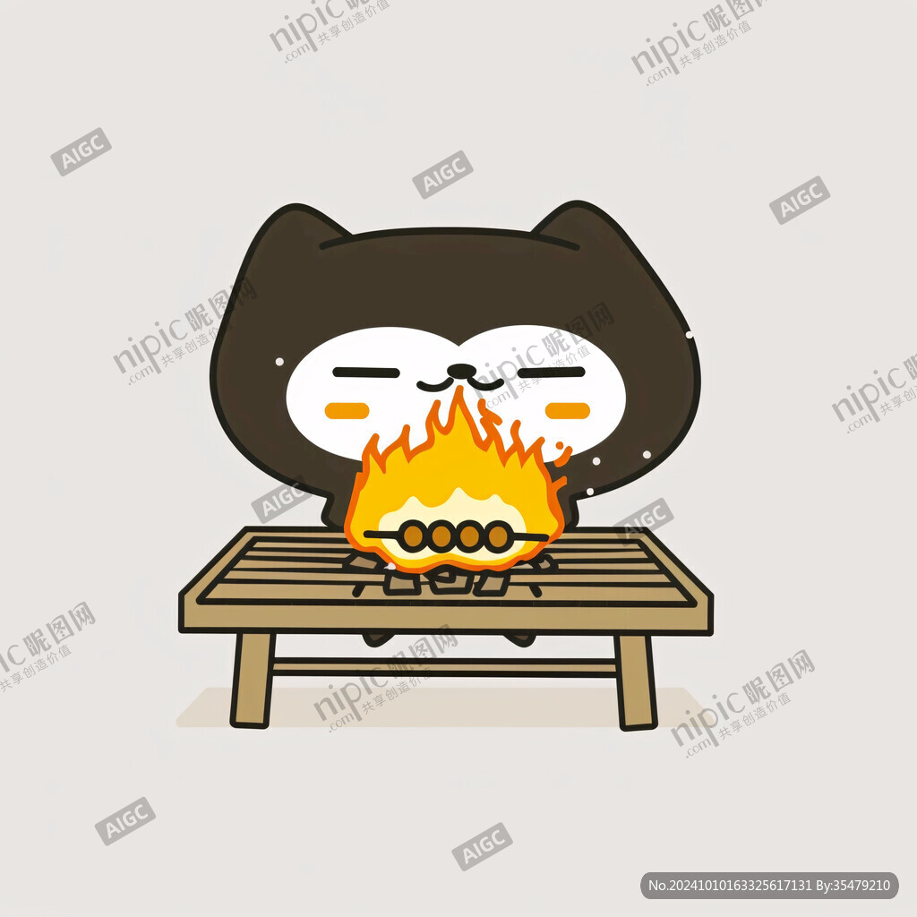 熊貓燒烤插畫