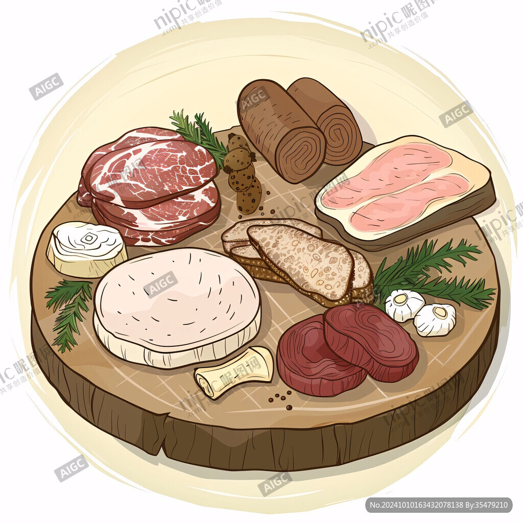 手繪一盤肉