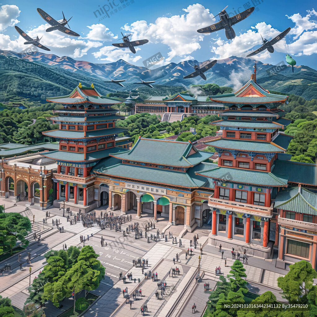 古代宮殿建筑工程場景