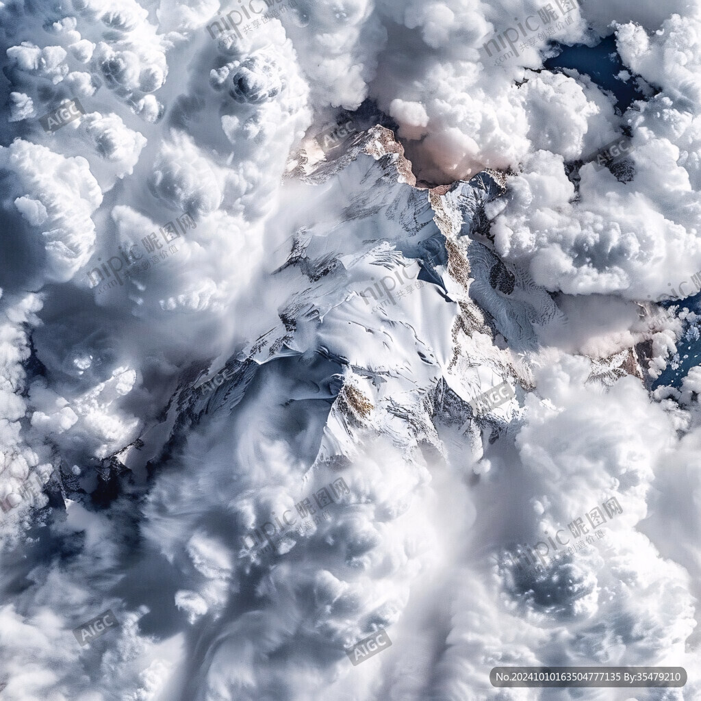 航拍雪山消融