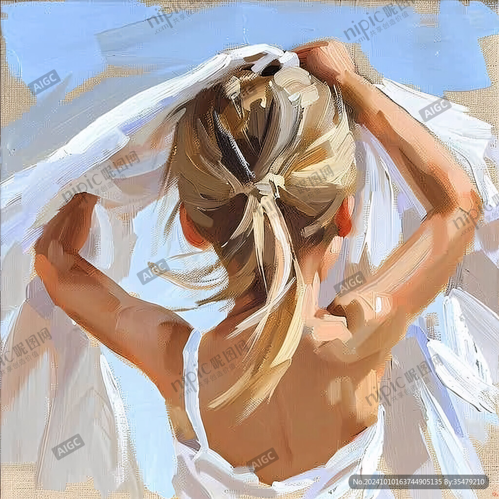 手繪美女沙灘美女插畫