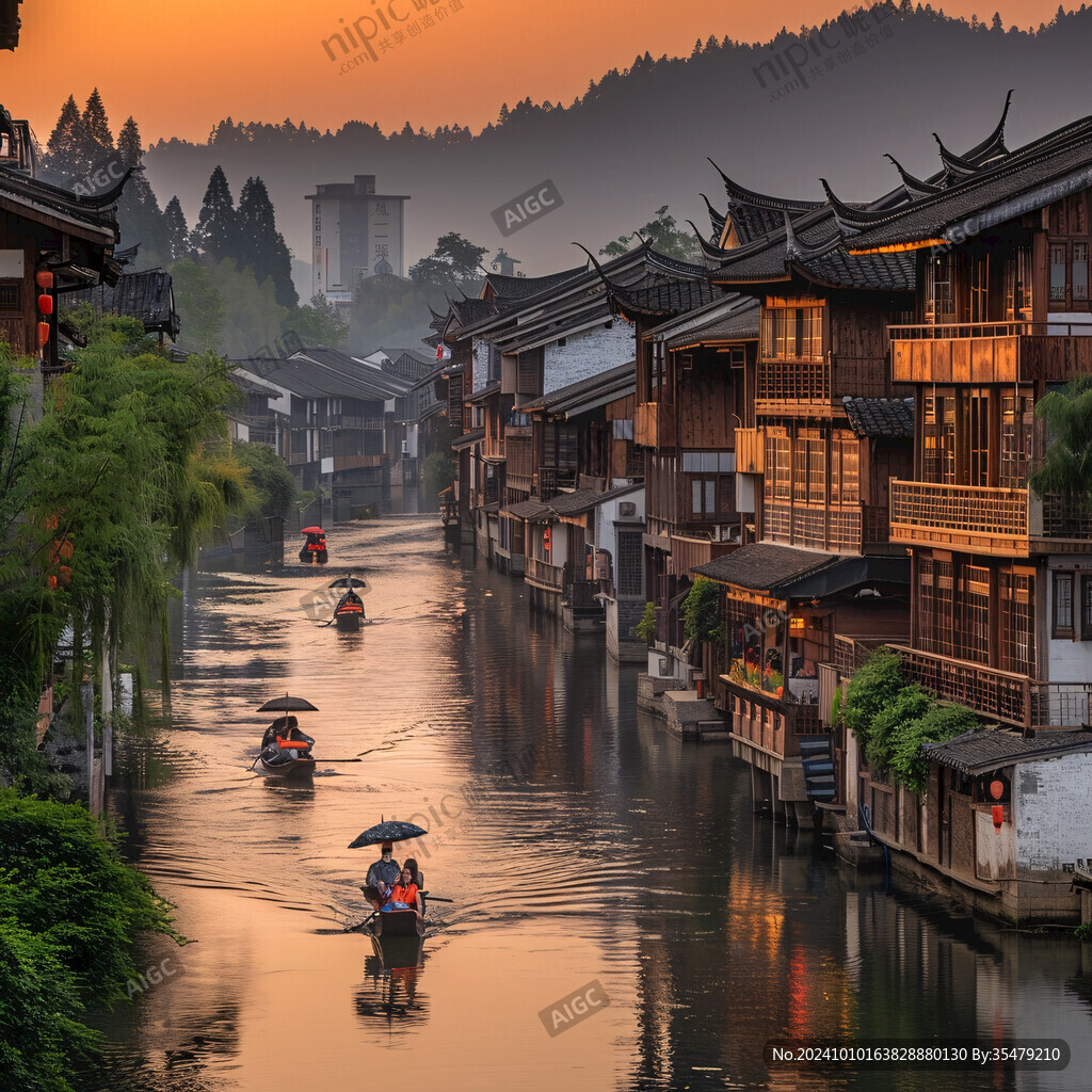 水鄉暮色水鄉風景
