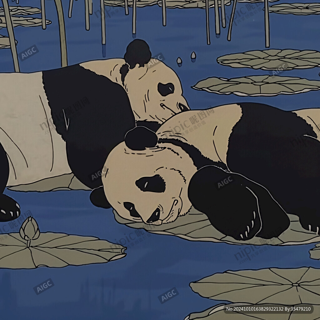 分鏡插畫熊貓竹子