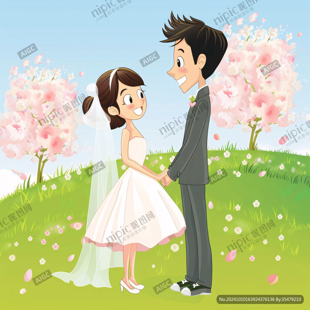 結婚卡通插畫