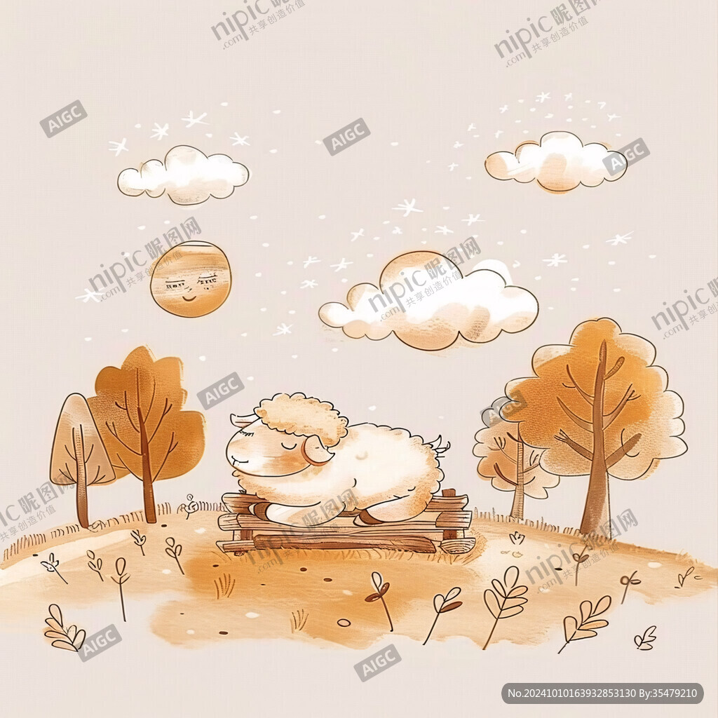 可愛小綿羊插畫
