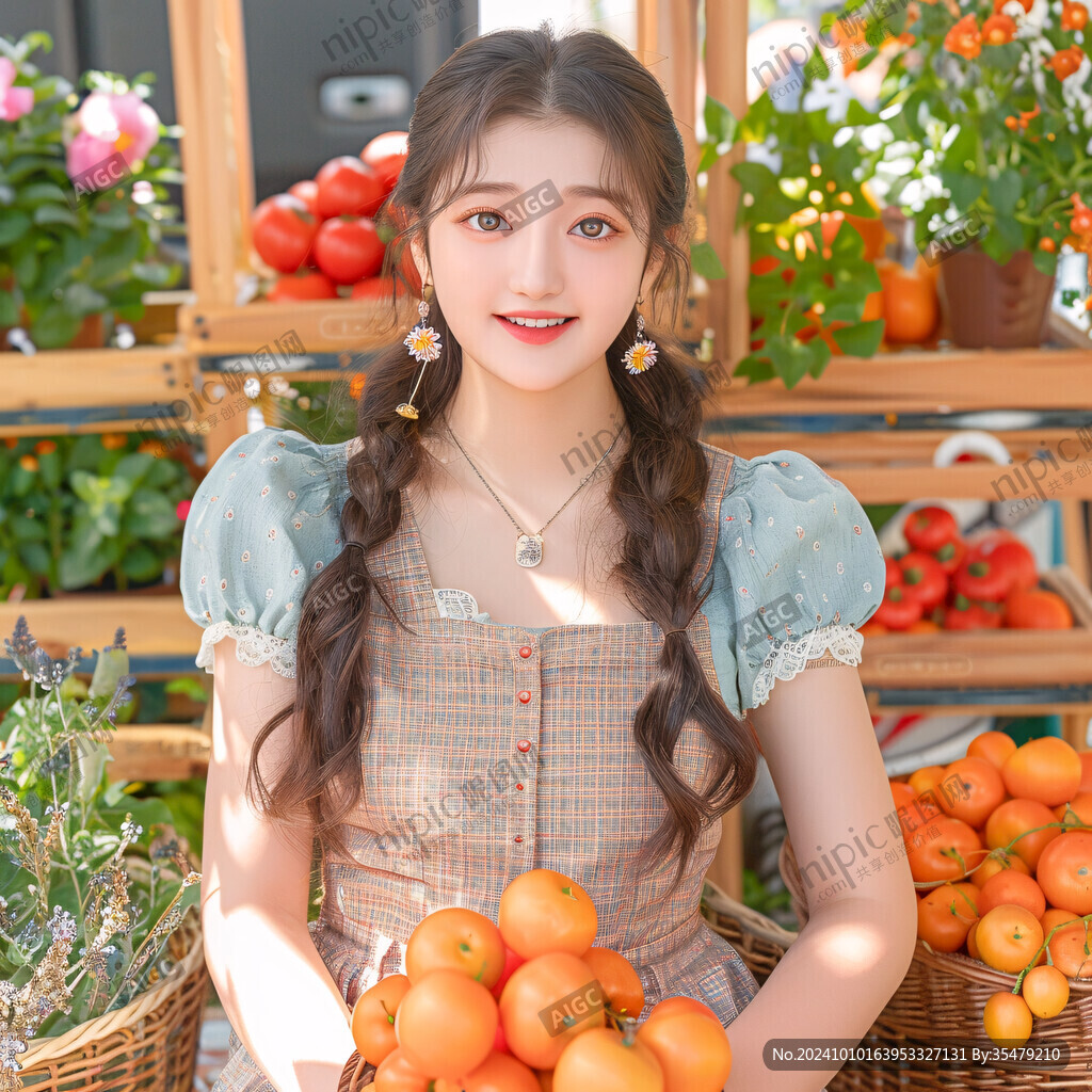 麻花辮甜美女孩