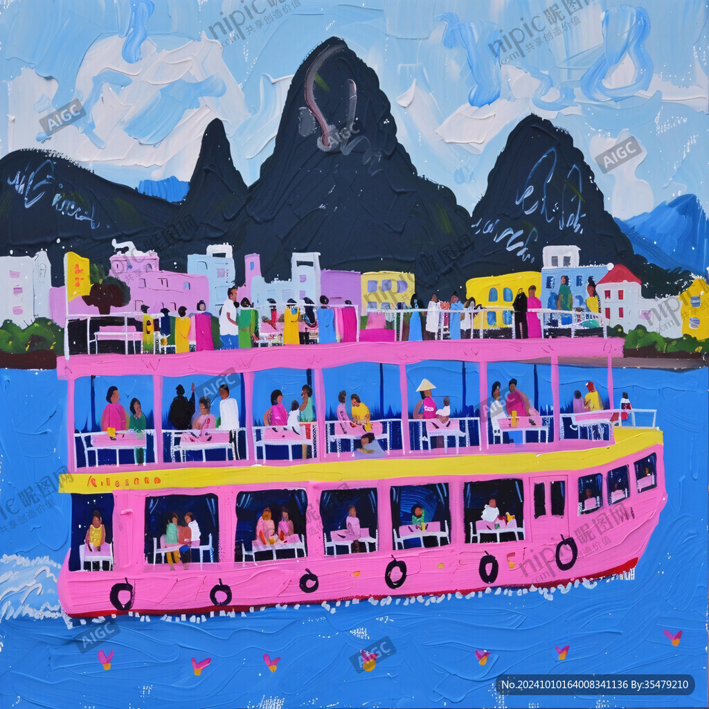 粵港澳旅游彩繪插畫