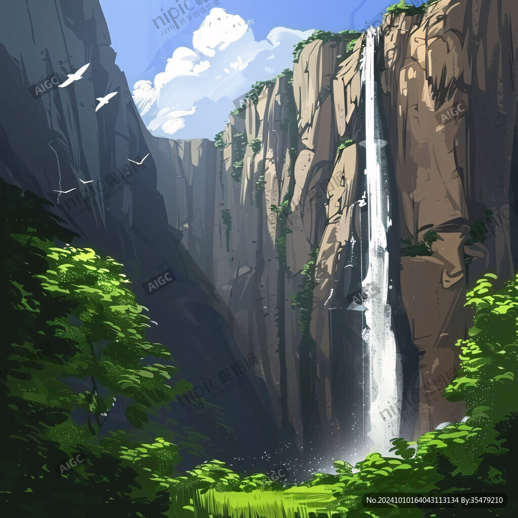 群山高山瀑布清明節(jié)