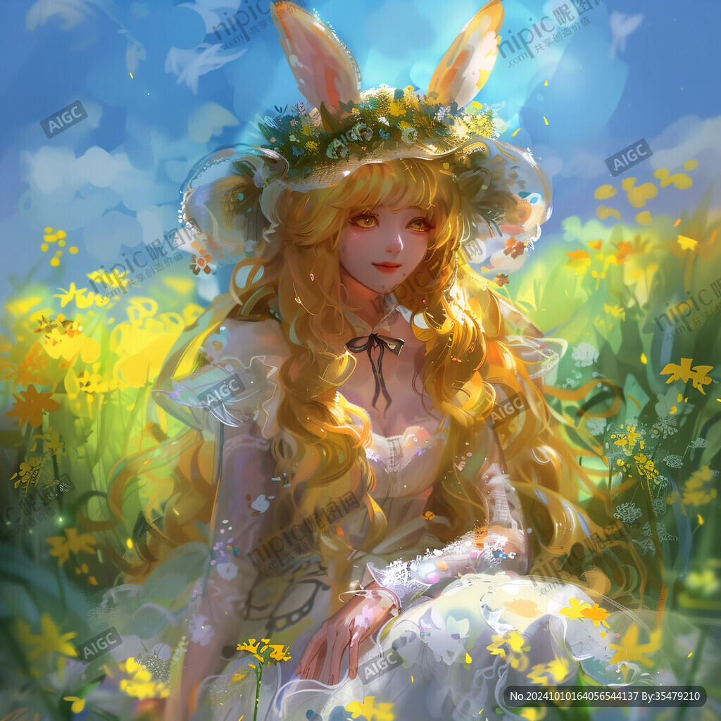 女孩兔子插畫