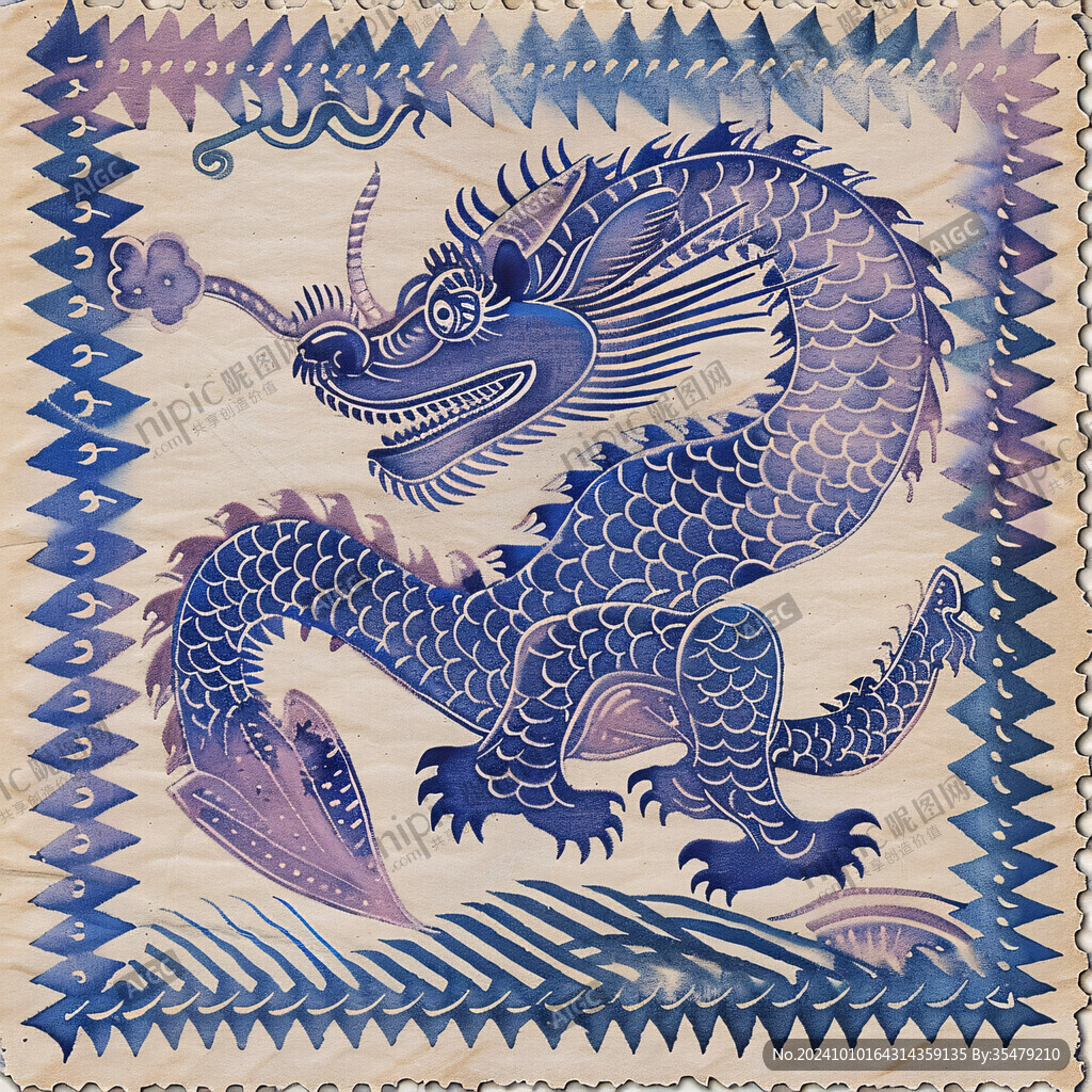 海水江崖紋綢緞行龍