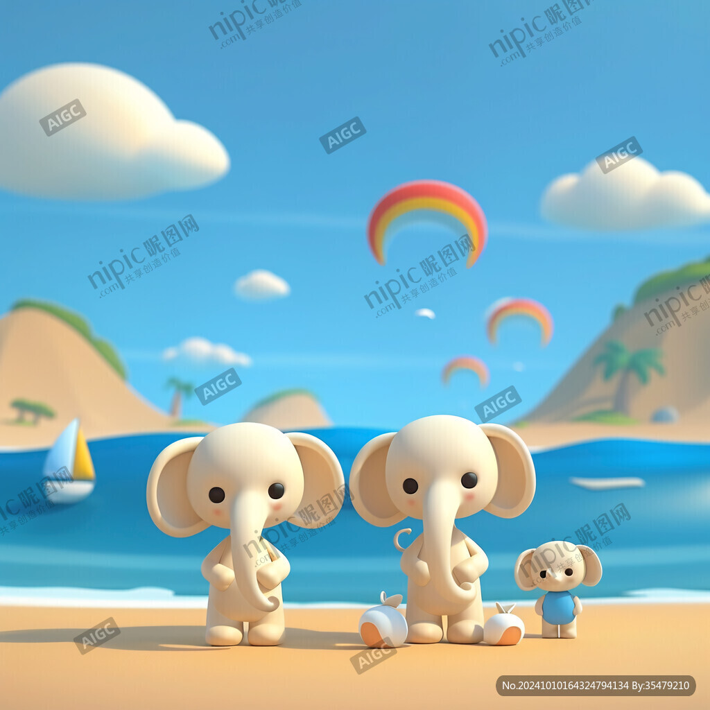 非洲野生動(dòng)物小象插畫