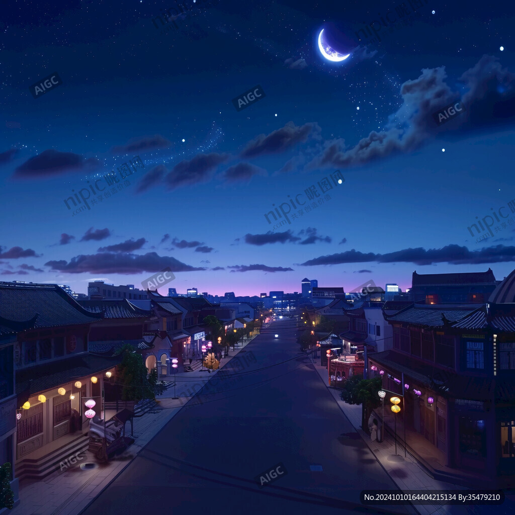 古代街道夜景