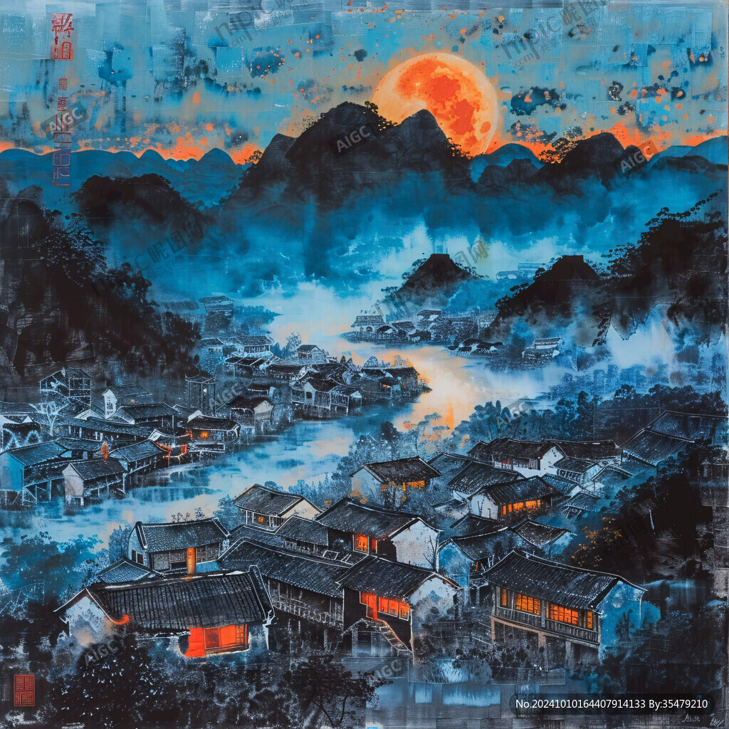 日出江南畫芯