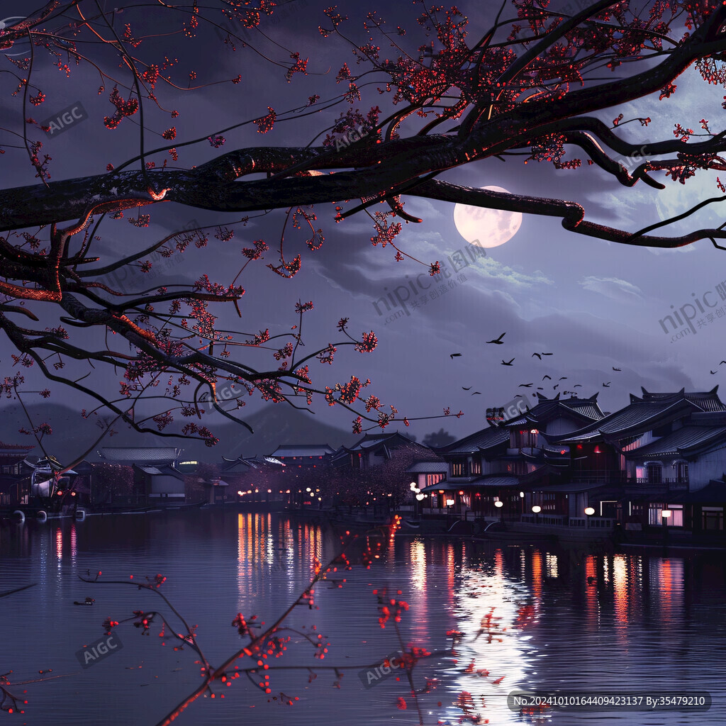 水墨江南夜景