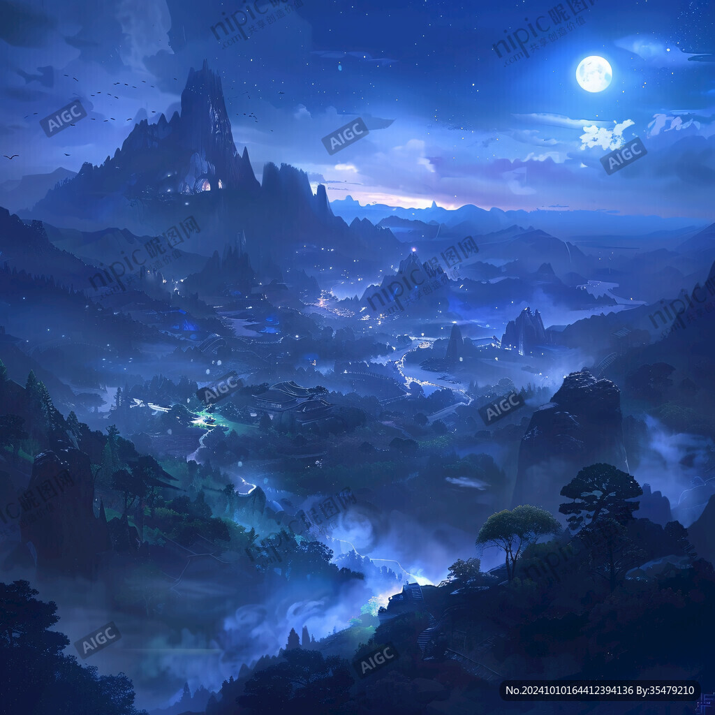 玄幻古鎮夜景
