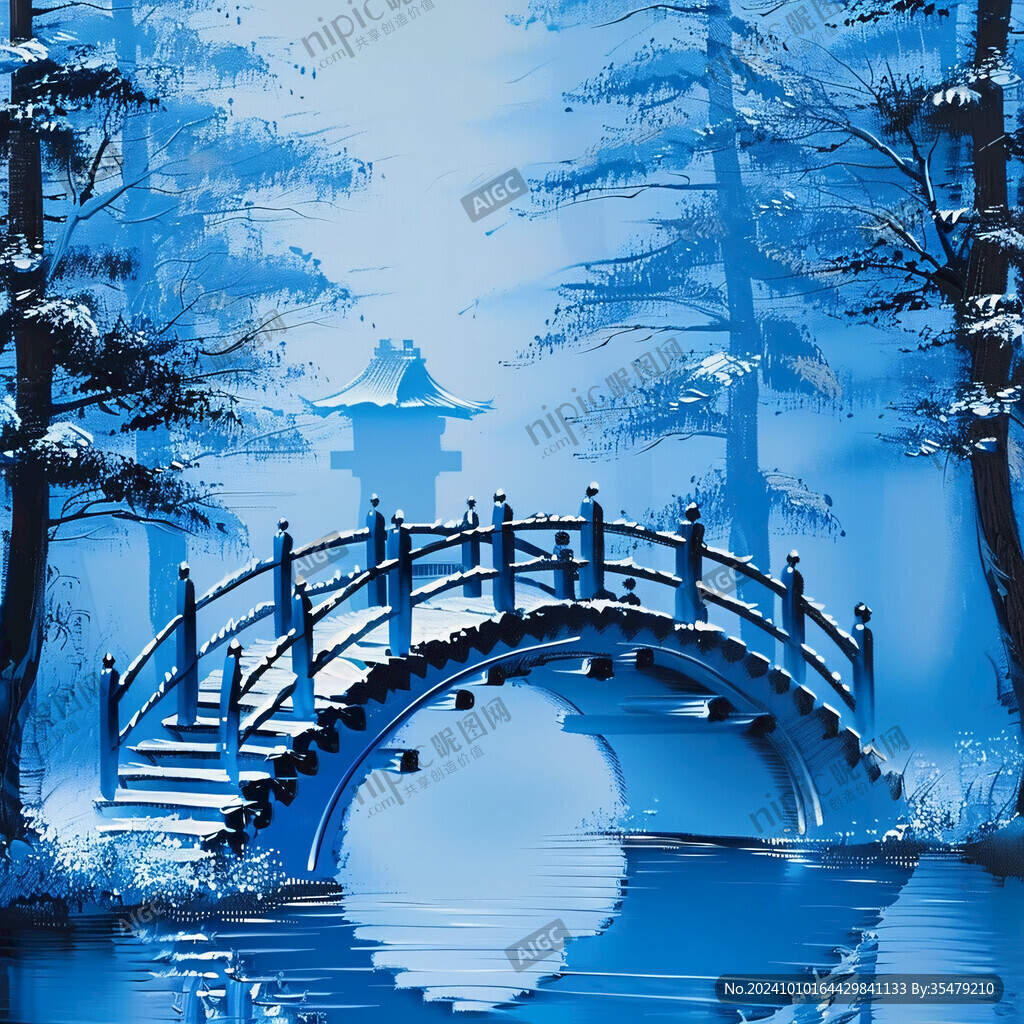 小橋流水插畫