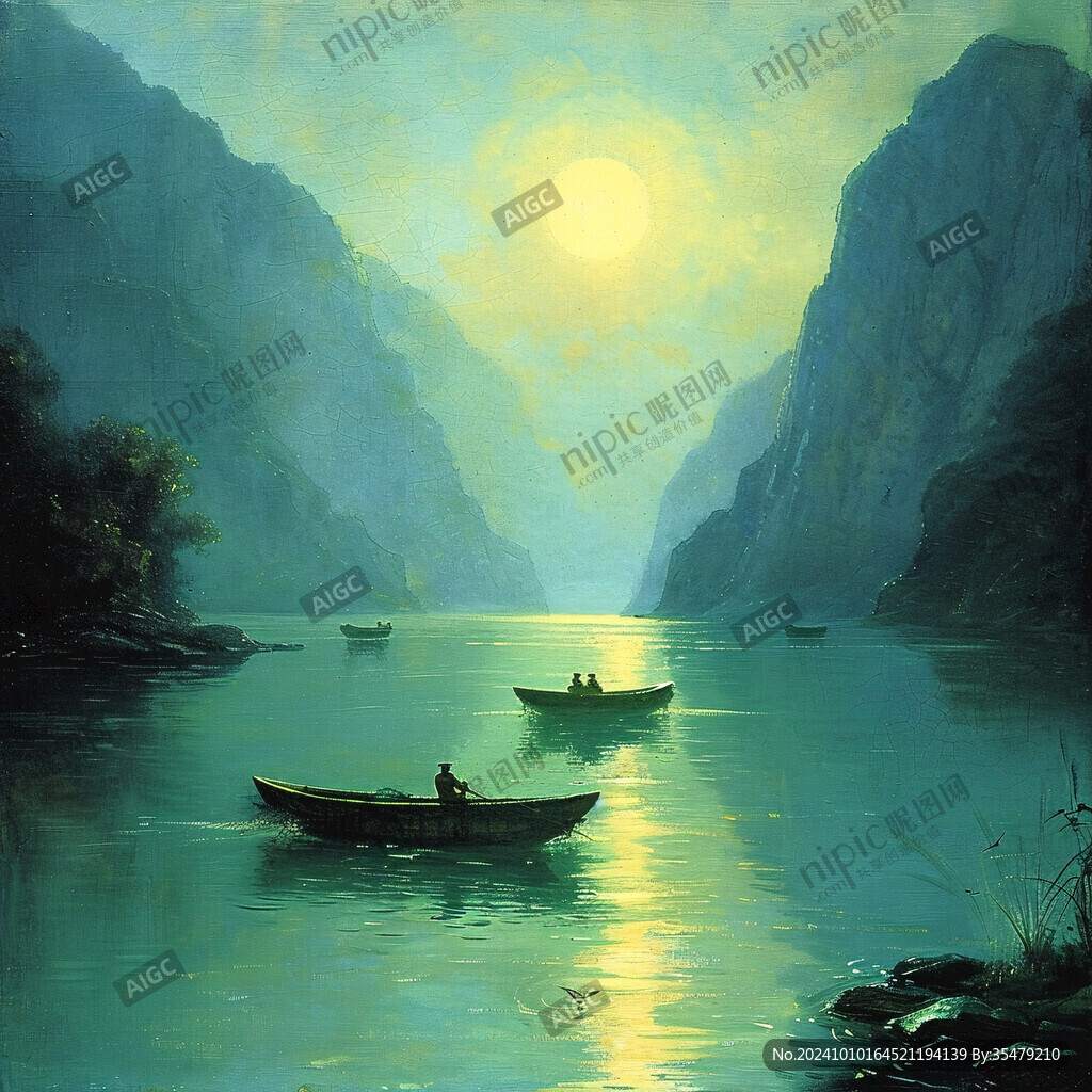 月亮灣油畫