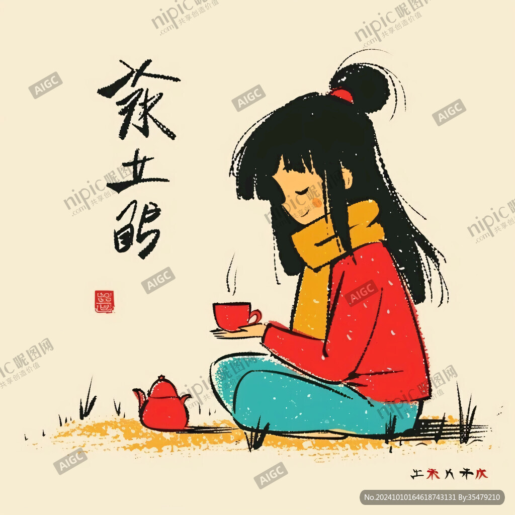 茶葉女孩插畫