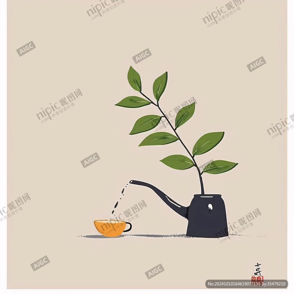 茶插畫高桿