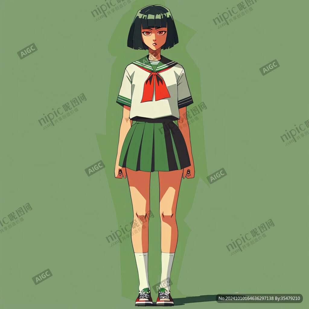 校服美女插畫