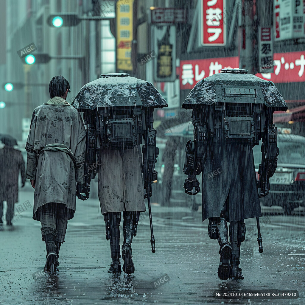 雨中的行人