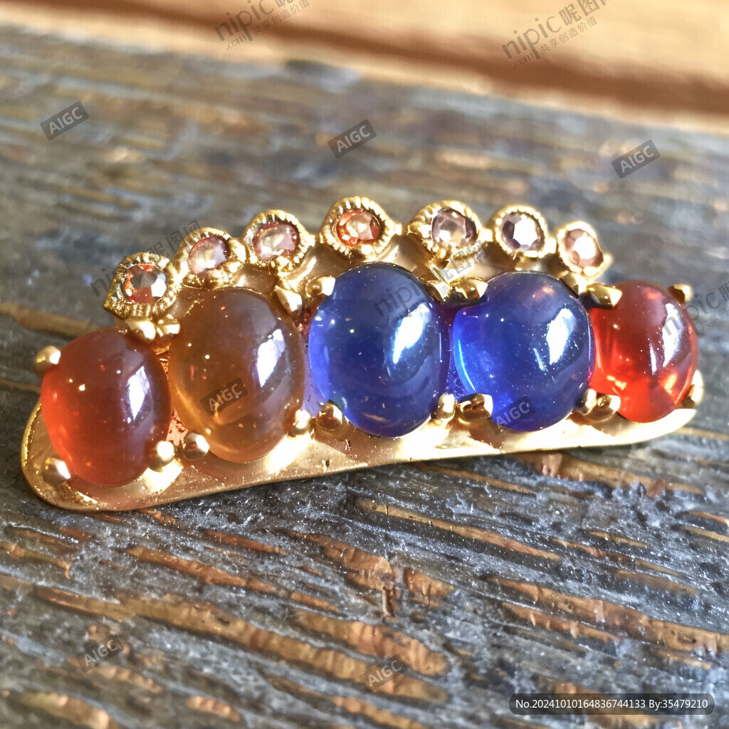 金鑲紅藍(lán)寶石冠