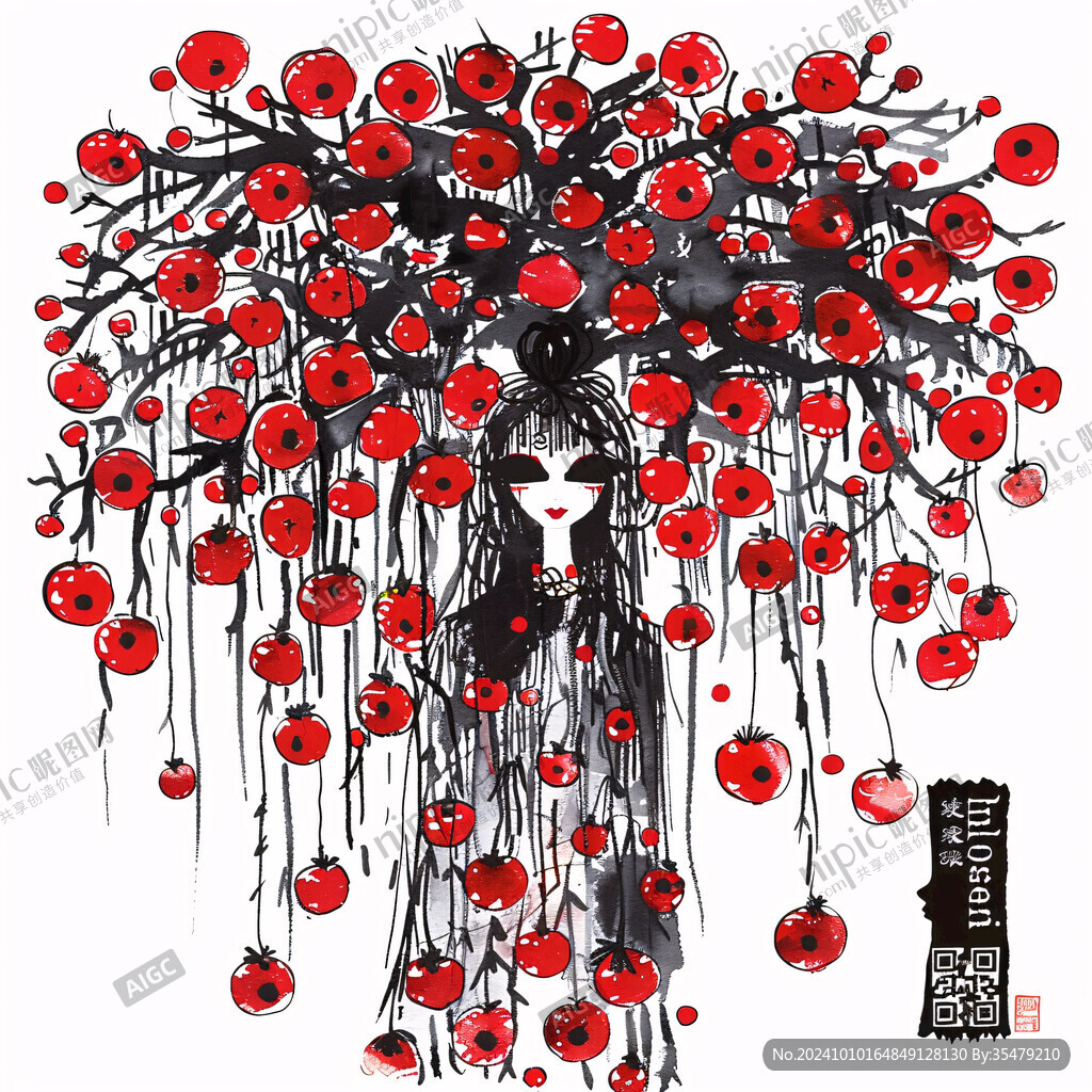 櫻桃女孩插畫
