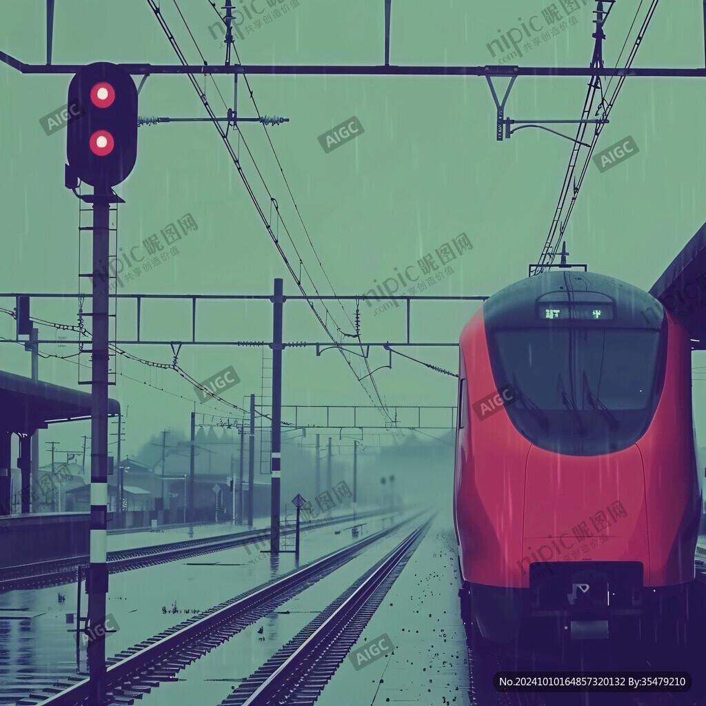 雨中車站月臺