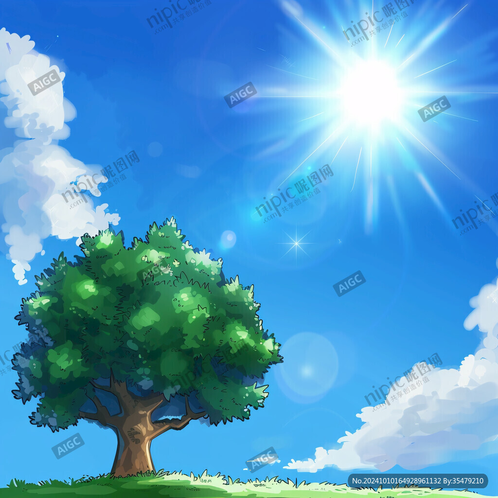 陽光晴朗風景插畫